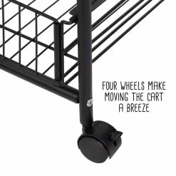 Deals ⌛ Honey Can Do Black & Natural 3-Tier Slim Rolling Cart 😍 -Honey Can Do Sales Store D598037S 15