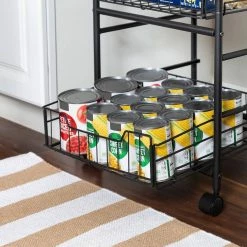 Deals ⌛ Honey Can Do Black & Natural 3-Tier Slim Rolling Cart 😍 -Honey Can Do Sales Store D598037S 2