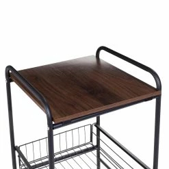 Deals ⌛ Honey Can Do Black & Natural 3-Tier Slim Rolling Cart 😍 -Honey Can Do Sales Store D598037S 6