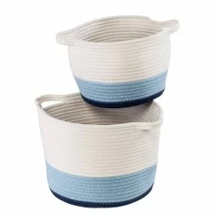 Best Sale 🔔 Honey Can Do Blue Ombré Nesting Cotton Rope Storage Basket Set 👍 -Honey Can Do Sales Store D598040S 6