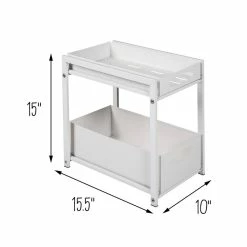 Cheap 🥰 Honey Can Do 15.5" White Metal Kitchen Cabinet Organizer with Drawers 🔥 -Honey Can Do Sales Store D598042S 11