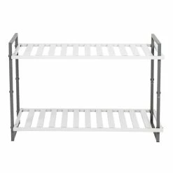 Promo 💯 Honey Can Do Gray 2-Tier Tubular 👟 Shoe Rack 💯 -Honey Can Do Sales Store D598059S 5