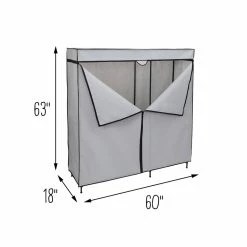 Deals ⭐ Honey Can Do 60" Gray Wide Double Door Portable Wardrobe Closet ⭐ -Honey Can Do Sales Store D598062S 11