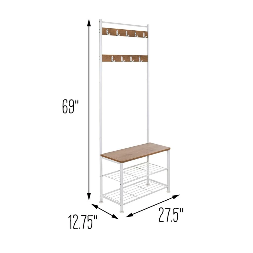 Wholesale π Honey Can Do White & Walnut Entryway Hall Tree with Bench & π Shoe Storage π 12 Wholesale π Honey Can Do White & Walnut Entryway Hall Tree with Bench & π Shoe Storage π - Image 10