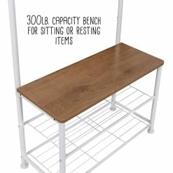Wholesale π Honey Can Do White & Walnut Entryway Hall Tree with Bench & π Shoe Storage π 24 Wholesale π Honey Can Do White & Walnut Entryway Hall Tree with Bench & π Shoe Storage π -Honey Can Do Sales Store D598068S 13