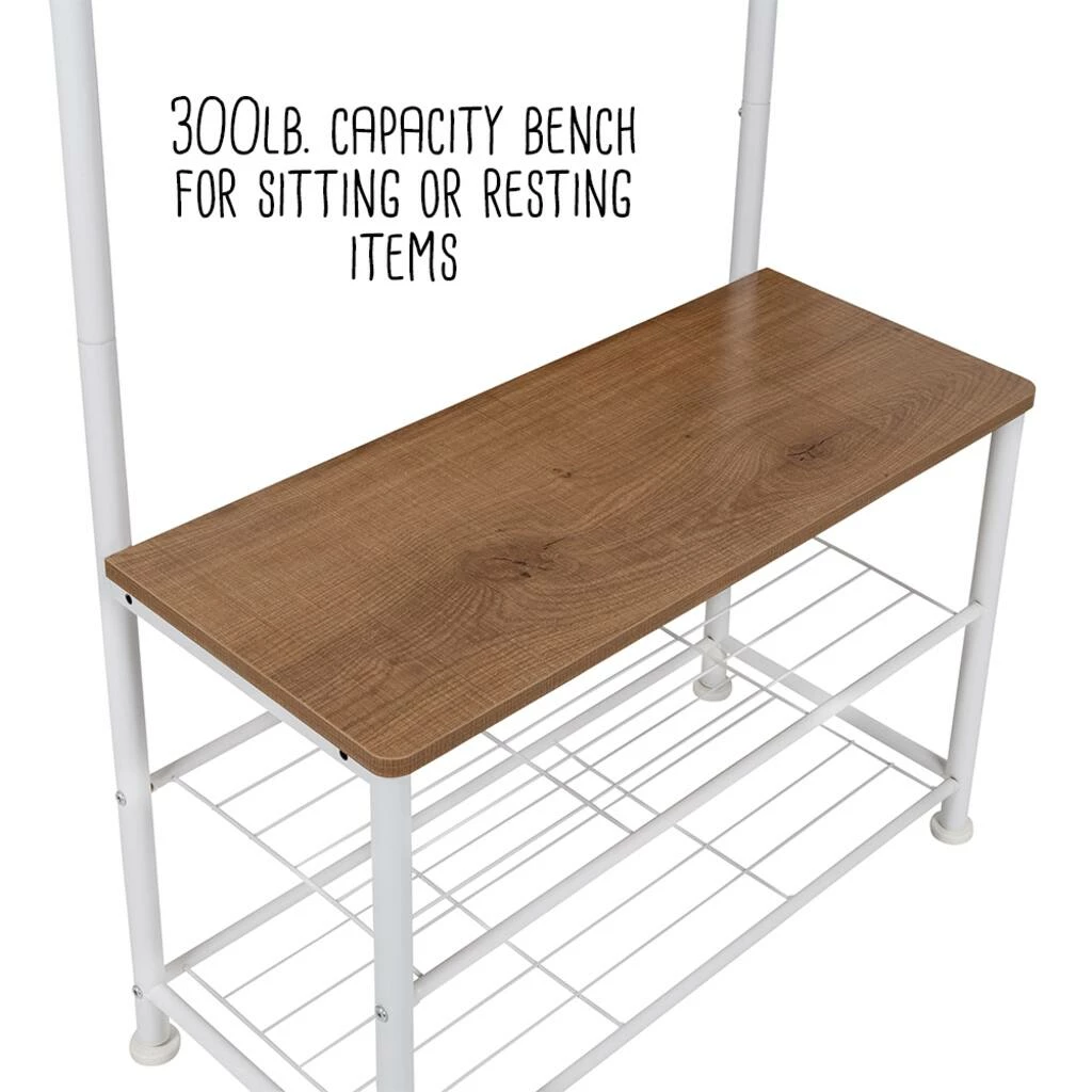 Wholesale π Honey Can Do White & Walnut Entryway Hall Tree with Bench & π Shoe Storage π 13 Wholesale π Honey Can Do White & Walnut Entryway Hall Tree with Bench & π Shoe Storage π - Image 11