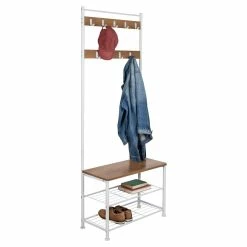 Wholesale π Honey Can Do White & Walnut Entryway Hall Tree with Bench & π Shoe Storage π 16 Wholesale π Honey Can Do White & Walnut Entryway Hall Tree with Bench & π Shoe Storage π -Honey Can Do Sales Store D598068S 2