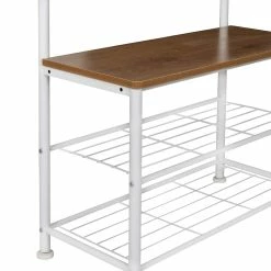 Budget ⭐ 6 Pack: Honey Can Do White & Walnut Entryway Hall Tree with Bench & 👟 Shoe Storage 🥰 -Honey Can Do Sales Store D598068S 6 1