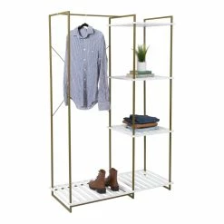 Discount ❤️ Honey Can Do Olive & White Freestanding Open Metal Closet Wardrobe 🎁 -Honey Can Do Sales Store D598069S 2