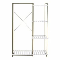Discount ❤️ Honey Can Do Olive & White Freestanding Open Metal Closet Wardrobe 🎁 -Honey Can Do Sales Store D598069S 5