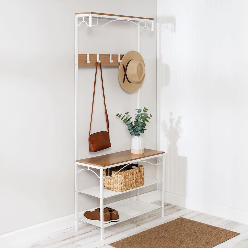 Discount π€© Honey Can Do White/Natural π§₯ Coat Rack Bench π 4 Discount π€© Honey Can Do White/Natural π§₯ Coat Rack Bench π - Image 2