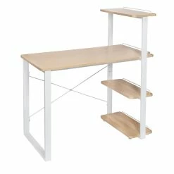 Best reviews of 🛒 4 Pack: Honey Can Do White & Natural Home Office Computer Desk with Shelves 😍