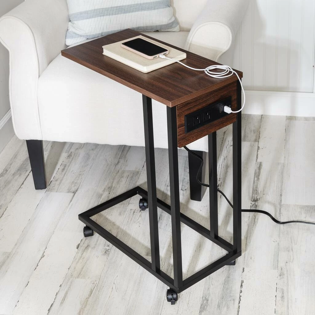 Outlet π― Honey Can Do Walnut Side Table on Wheels β€οΈ 4 Outlet π― Honey Can Do Walnut Side Table on Wheels β€οΈ - Image 2