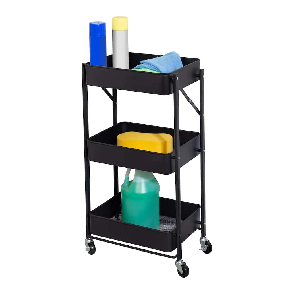 Cheapest β Honey Can Do Black 3-Tier Folding Cart with Wheels π 5 Cheapest β Honey Can Do Black 3-Tier Folding Cart with Wheels π - Image 3
