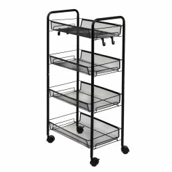 Deals 𧨠Honey Can Do Black 4-Tier Metal Rolling Cart with Trays π₯°