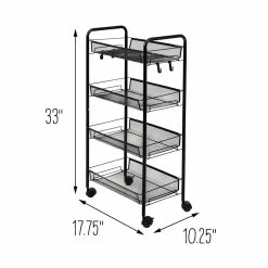 Deals 🧨 Honey Can Do Black 4-Tier Metal Rolling Cart with Trays 🥰 -Honey Can Do Sales Store D610963S 10