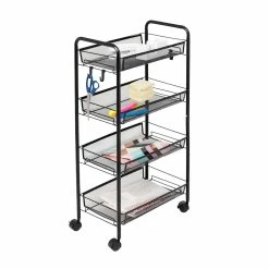 Deals 🧨 Honey Can Do Black 4-Tier Metal Rolling Cart with Trays 🥰 -Honey Can Do Sales Store D610963S 3