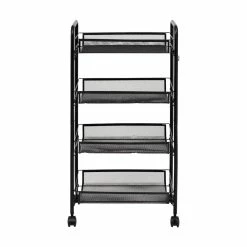 Deals 🧨 Honey Can Do Black 4-Tier Metal Rolling Cart with Trays 🥰 -Honey Can Do Sales Store D610963S 8
