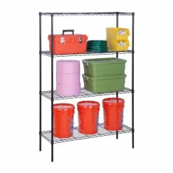 Best Pirce 🥰 Honey Can Do Black 4-Tier Heavy Duty Adjustable Shelving Unit 🌟 -Honey Can Do Sales Store D613892S 4