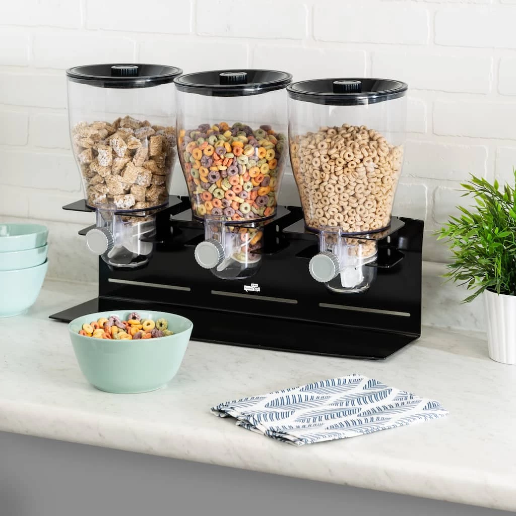Discount π― Honey Can Do Black Triple Canister Commercial Cereal Dispenser β¨ 3 Discount π― Honey Can Do Black Triple Canister Commercial Cereal Dispenser β¨