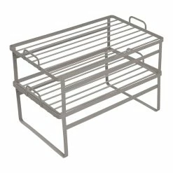 Cheap 🔔 Honey Can Do Gray Stackable Cabinet Shelf Helpers Set 🤩