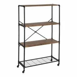 Hot Sale 😀 Honey Can Do 4-Tier Industrial Rolling Bookshelf 🤩