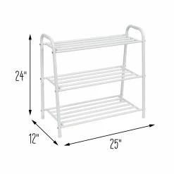 New 👍 Honey Can Do Matte White 3-Shelf Steel 👟 Shoe Rack 😍 -Honey Can Do Sales Store D613949S 6