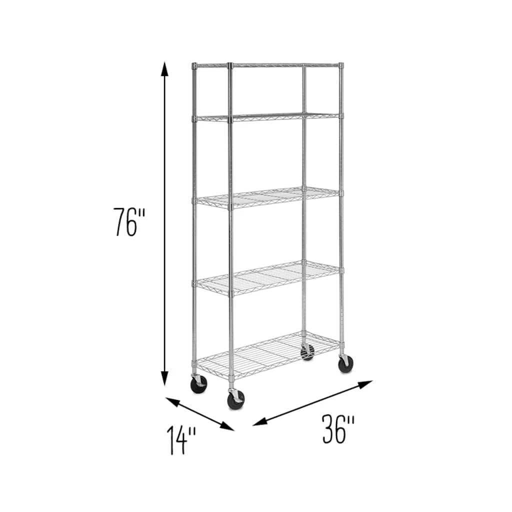 Discount 𧨠Honey Can Do 5-Tier Chrome Shelving Unit with Casters π 4 Discount 𧨠Honey Can Do 5-Tier Chrome Shelving Unit with Casters π - Image 2