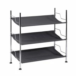 Cheap 🥰 Honey Can Do Chrome & Black 3-Tier 👟 Shoe Rack 😀