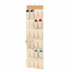 Deals 🤩 Honey Can Do Bamboo 24-Pocket Over-the-Door 👟 Shoe Rack 💯 -Honey Can Do Sales Store D613962S 2