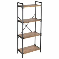 Budget 🥰 Honey Can Do Black 4-Tier Industrial Bookshelf 🤩