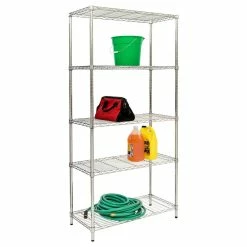 Best Pirce 🔥 Honey Can Do Chrome 5-Tier Heavy-Duty Adjustable Shelving Unit 🎁 -Honey Can Do Sales Store D613975S 3