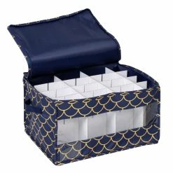 Cheap ✔️ Honey Can Do Golden Scallop Print Stemware Storage Box Set 👏 -Honey Can Do Sales Store D613984S 4