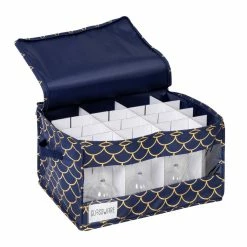 Cheap ✔️ Honey Can Do Golden Scallop Print Stemware Storage Box Set 👏 -Honey Can Do Sales Store D613984S 5