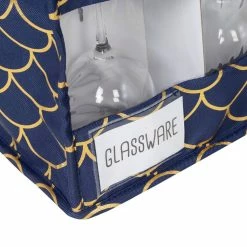 Cheap ✔️ Honey Can Do Golden Scallop Print Stemware Storage Box Set 👏 -Honey Can Do Sales Store D613984S 7