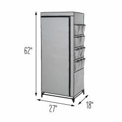 Wholesale 🎁 Honey Can Do 27" Gray Portable Wardrobe Closet with Cover & Side Pockets 🎉 -Honey Can Do Sales Store D613990S 12