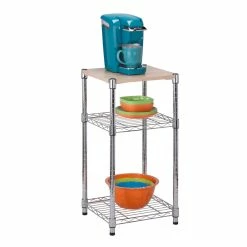 Wholesale 🔔 Honey Can Do Chrome & Wood 3-Tier Shelving 🧨