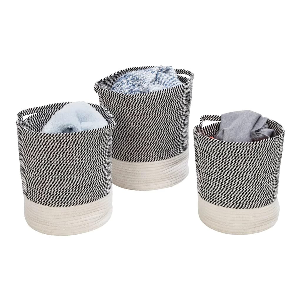 Buy π Honey Can Do Gray & White Two-Tone Cotton Rope Basket Set π 3 Buy π Honey Can Do Gray & White Two-Tone Cotton Rope Basket Set π