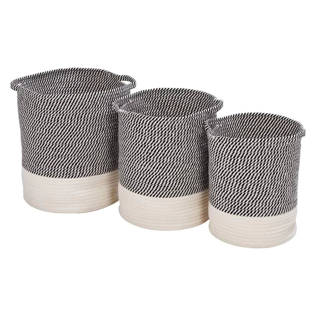 Buy π Honey Can Do Gray & White Two-Tone Cotton Rope Basket Set π 5 Buy π Honey Can Do Gray & White Two-Tone Cotton Rope Basket Set π - Image 3