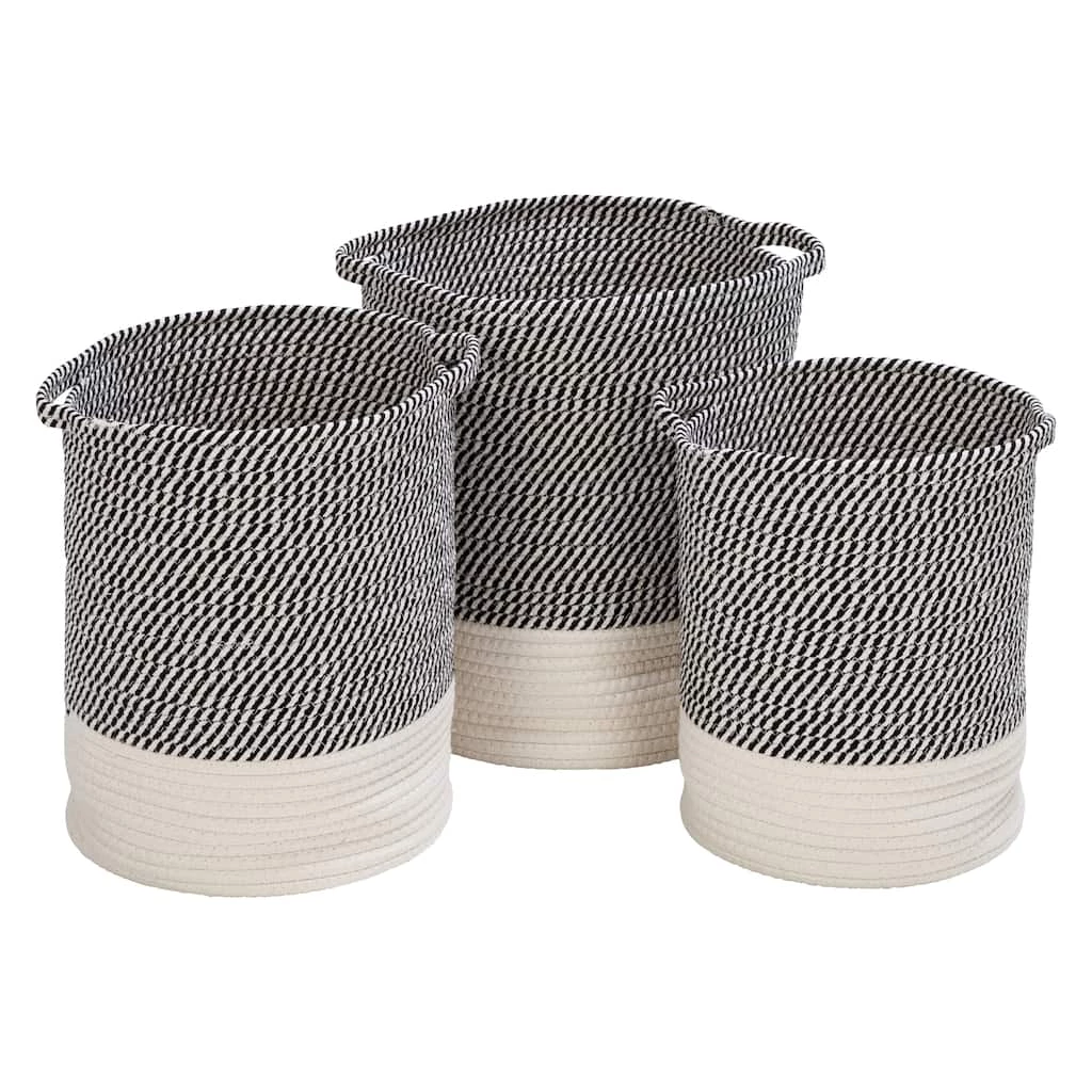 Buy π Honey Can Do Gray & White Two-Tone Cotton Rope Basket Set π 6 Buy π Honey Can Do Gray & White Two-Tone Cotton Rope Basket Set π - Image 4