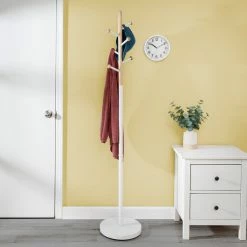 Discount 🤩 Honey Can Do 69.3" White Freestanding Corner 🧥 Coat Rack ✔️ -Honey Can Do Sales Store D614071S 1