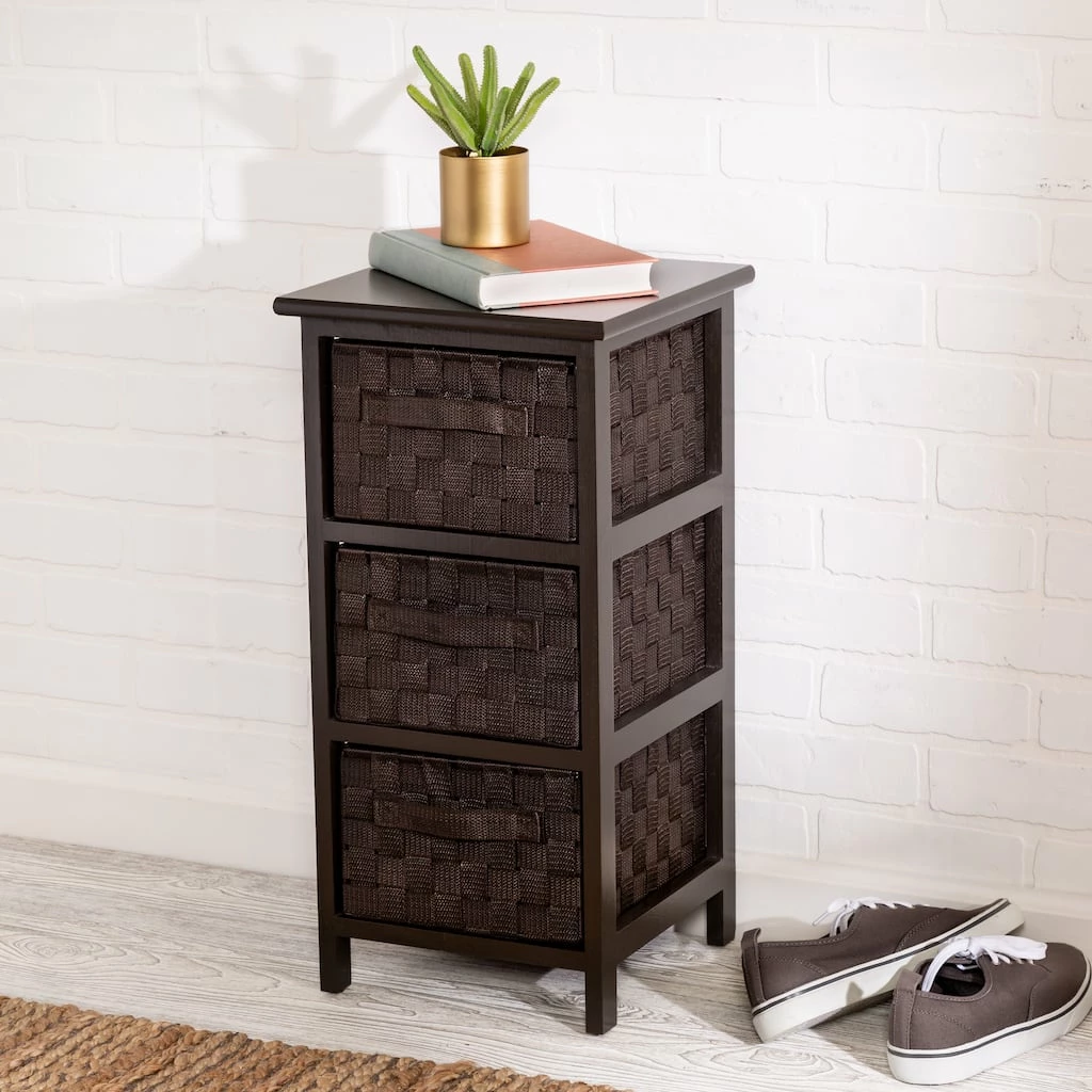 Best Sale π Honey Can Do 25" Small Espresso Storage Cabinet with Wood Frame & Woven Fabric Drawers π 4 Best Sale π Honey Can Do 25" Small Espresso Storage Cabinet with Wood Frame & Woven Fabric Drawers π - Image 2