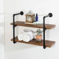 Flash Sale 🌟 Honey Can Do Black 2-Tier Industrial Wall Shelf 🔔 -Honey Can Do Sales Store D614081S 3