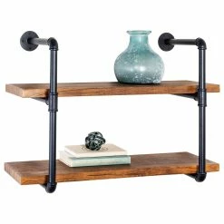 Flash Sale 🌟 Honey Can Do Black 2-Tier Industrial Wall Shelf 🔔 -Honey Can Do Sales Store D614081S 4