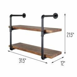 Flash Sale 🌟 Honey Can Do Black 2-Tier Industrial Wall Shelf 🔔 -Honey Can Do Sales Store D614081S 7