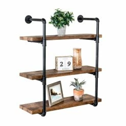 Budget 👍 Honey Can Do 34.5" Black Three-Tier Industrial Wall Shelf 🎁 -Honey Can Do Sales Store D614087S 3