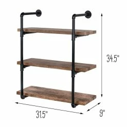 Budget 👍 Honey Can Do 34.5" Black Three-Tier Industrial Wall Shelf 🎁 -Honey Can Do Sales Store D614087S 7