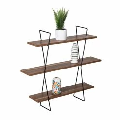Buy 🛒 Honey Can Do 28" Three-Tier Decorative Metal & Wood Wall Shelves 🛒 -Honey Can Do Sales Store D614091S 2