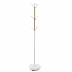 New βοΈ Honey Can Do 70" White Modern Standing π§₯ Coat Rack β¨