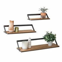 Best reviews of 🧨 Honey Can Do Floating Decorative Metal & Wood Wall Shelves, 3ct. 👏 -Honey Can Do Sales Store D614093S 2